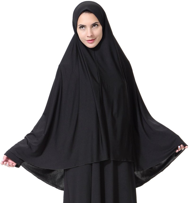 Ababalaya Women's Elegant Modest Muslim Islamic Ramadan Soft Lightweight Jersey Hijab Long Scarf, Black, M - Image 5